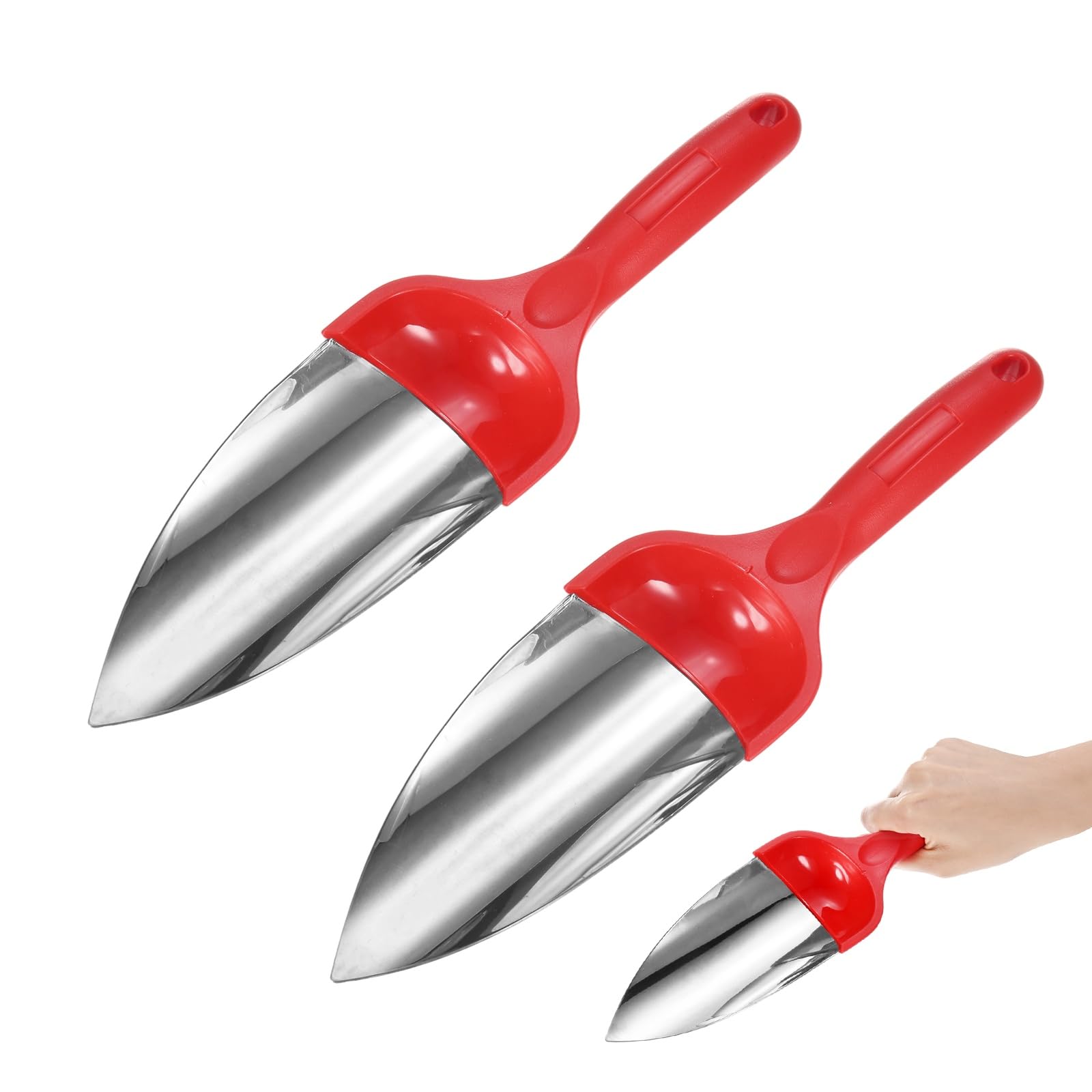 M METERXITY 2 Lot Pelle Jardin Truelle, Pelles à Main, 30cm/11.81 Pouce Acier Inoxydable Outils Jardinage pour Creuser/Repiquer/Ameublir Le Sol/Planter, Manche Ergonomique [Rouge]