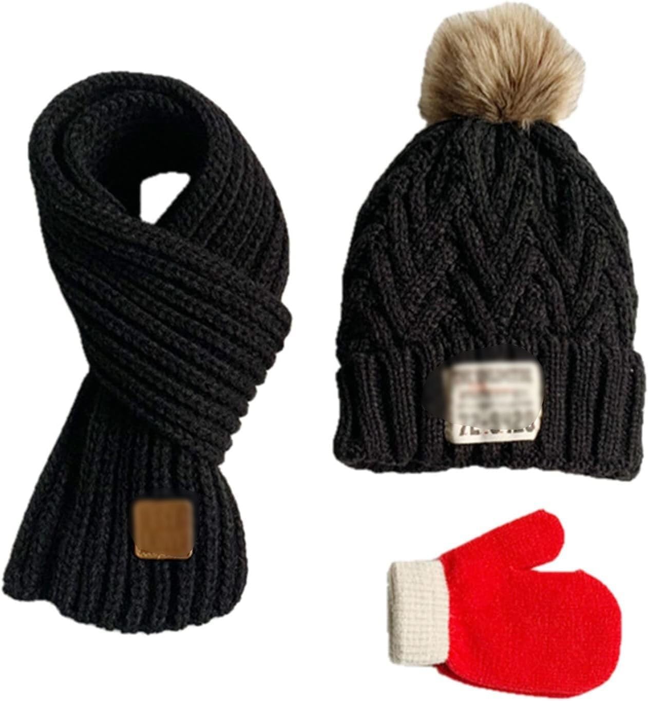 Classic Winter Hat,Thermal Hats,Winter Hats,Kids Hat Winter Hat Autumn and Winter Children Hat Scarf Gloves 3-Piece Set Girls Boys Fashion Warm Children's Knitted Hats for Children Aged 1-10 (Color :