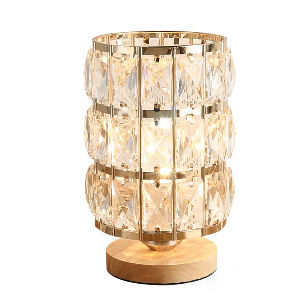 Lámpara de mesa de cristal moderna, Elegante Lámpara Decorativa de Mesita de noche, Lámpara de escritorio con interruptor de encendido / apagado en línea para dormitorio, sala de estar (B)