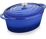 Velaze Cast Iron Enamel Cooking Pot,Non Stick Dutch Oven Pot,Casserole Dishes with Lids Oven Proof,Non-Stick Enameled Dutch Oven for All Cooktops 34cm/7.5L(Blue)