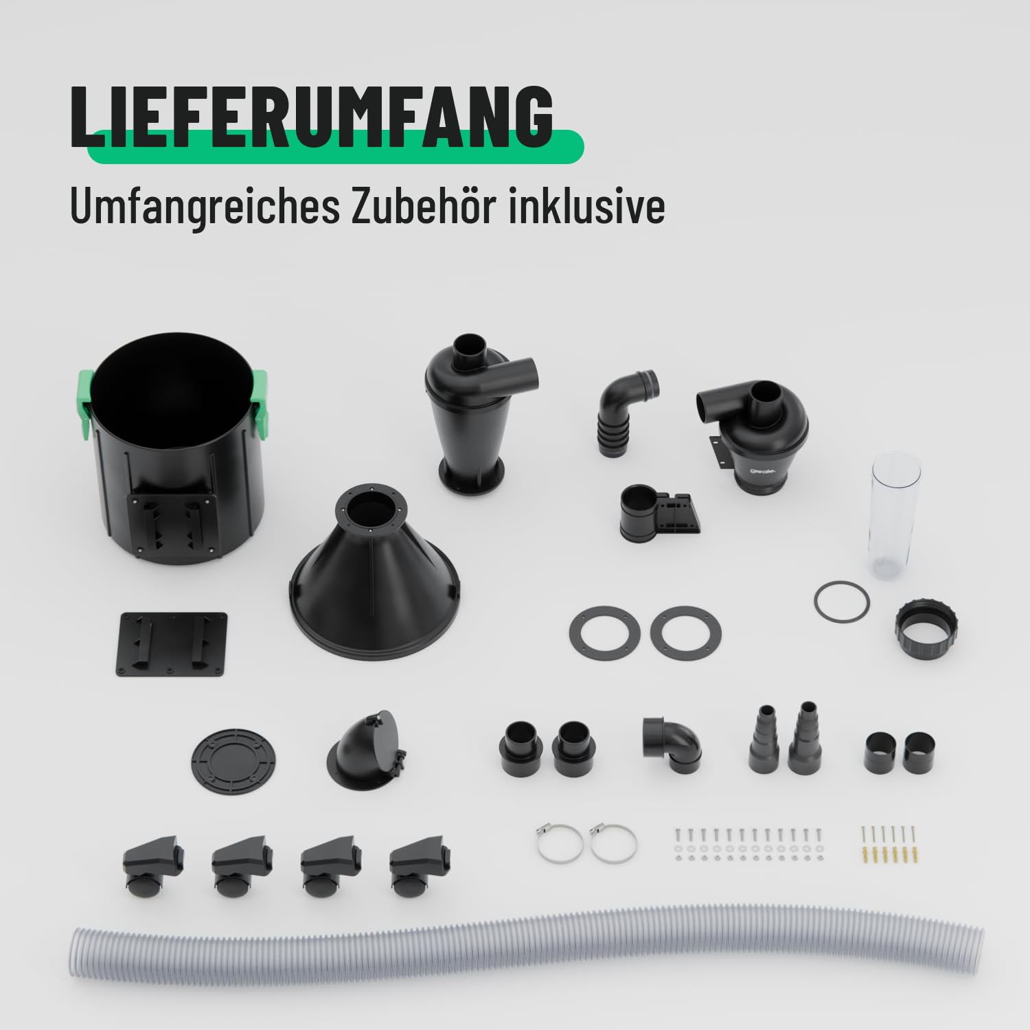 greate 2-Stufen Zyklonabscheider mit Behälter 17 Liter - Verbesserte Version - Zyklon Absaugung Werkstatt mobil oder stationär nutzbar - Staubabscheider Zyklonabscheider Bausatz - Abscheider