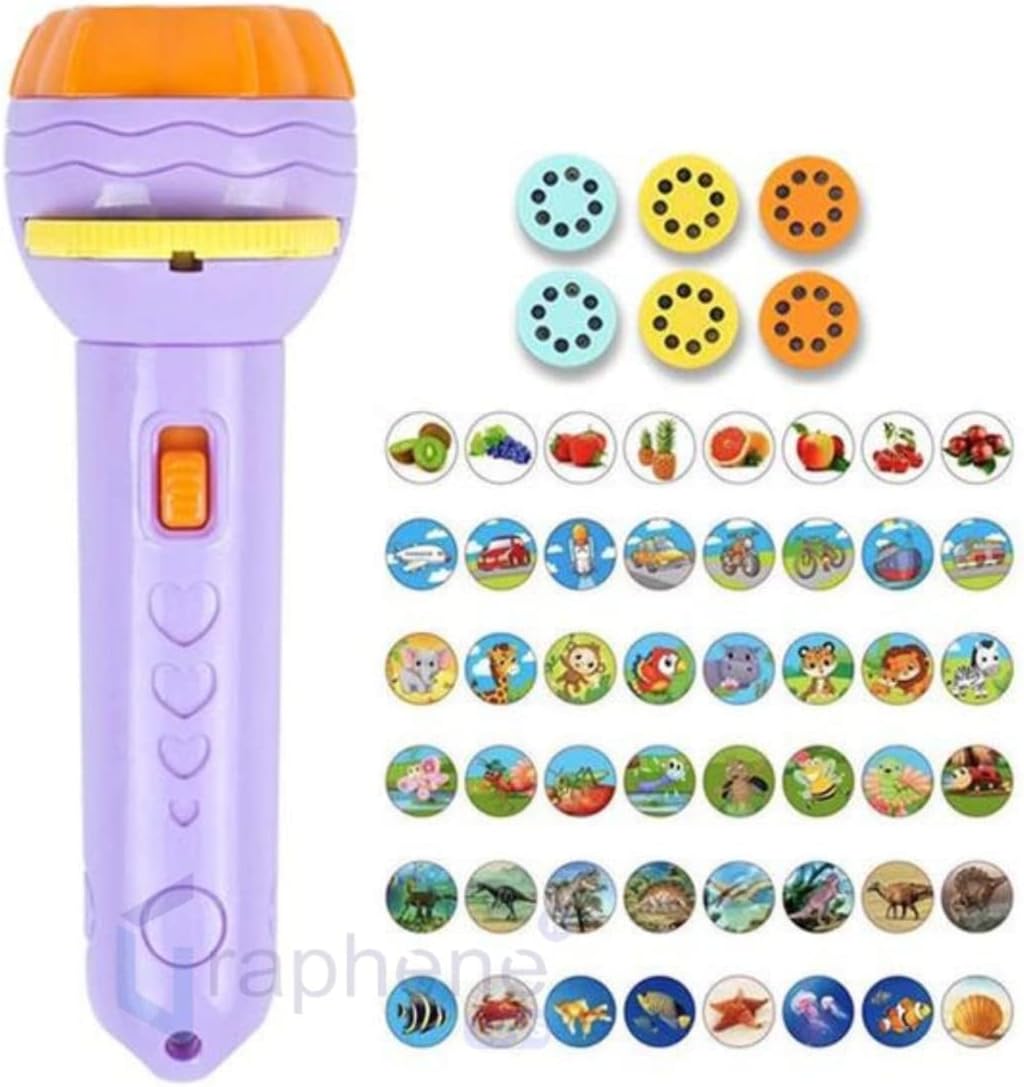 Graphene Bedtime Fun Kids Slide Projector Torch, Premium ABS Materials, Easy-to-Use Interchangeable Slides, Versatile Flashlight for Nighttime Safety, The Perfect Sleep Companion for Children