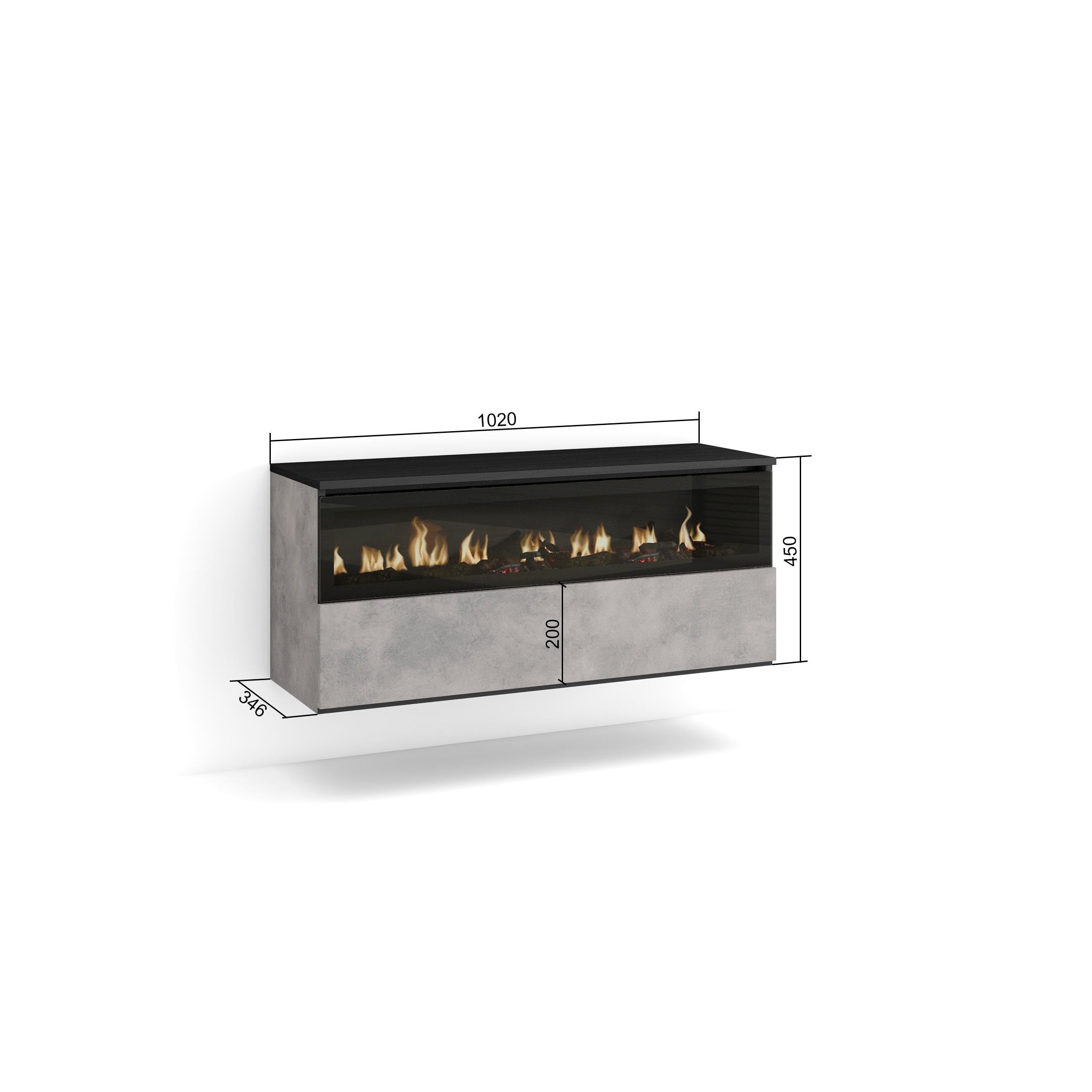 Soggiorno Con Camino Elettrico Skraut Home Olympo - 290x170x45 Cm, Effetto Fiamma LED, Bianco/Nero, Moderno - Foto 5