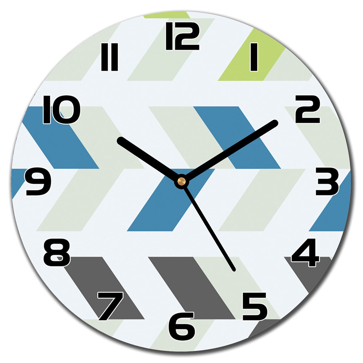 Horloge de cuisine moderne Coloray en verre avec aiguilles noires pour décoration murale