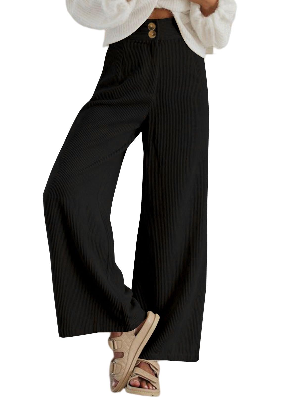 Sidefeel Double Buttoned Wide Leg Corduroy Pants