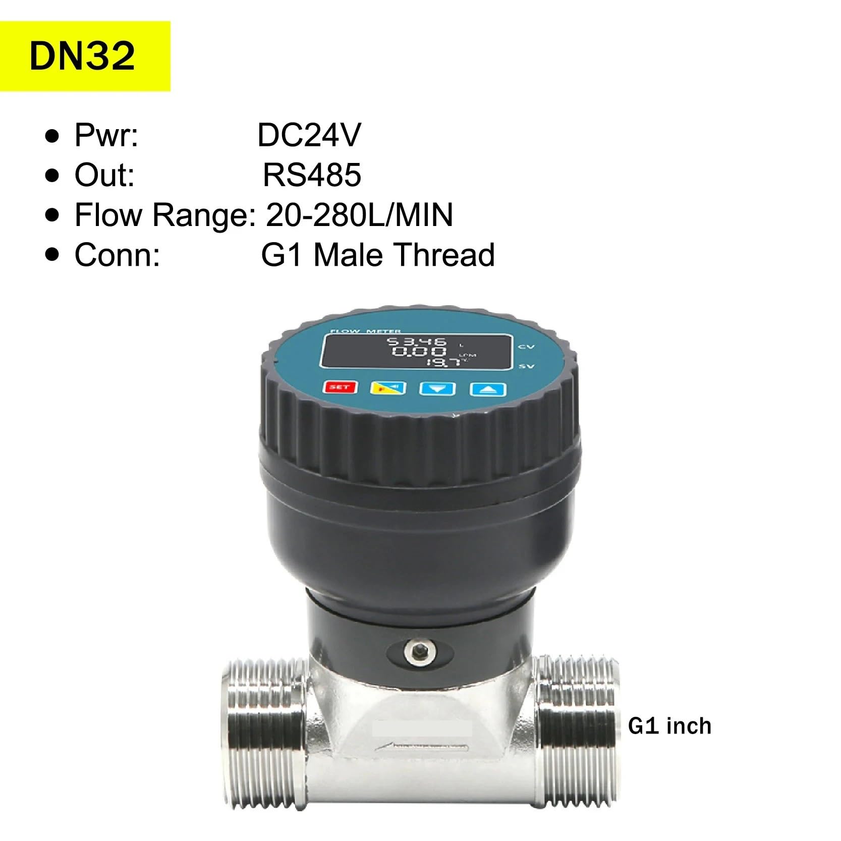 Medidor de Flujo con Pantalla Digital de Acero Inoxidable RS485, medidor de Flujo de Agua líquida de Alta precisión, Sensor de Flujo electrónico.(DN32)
