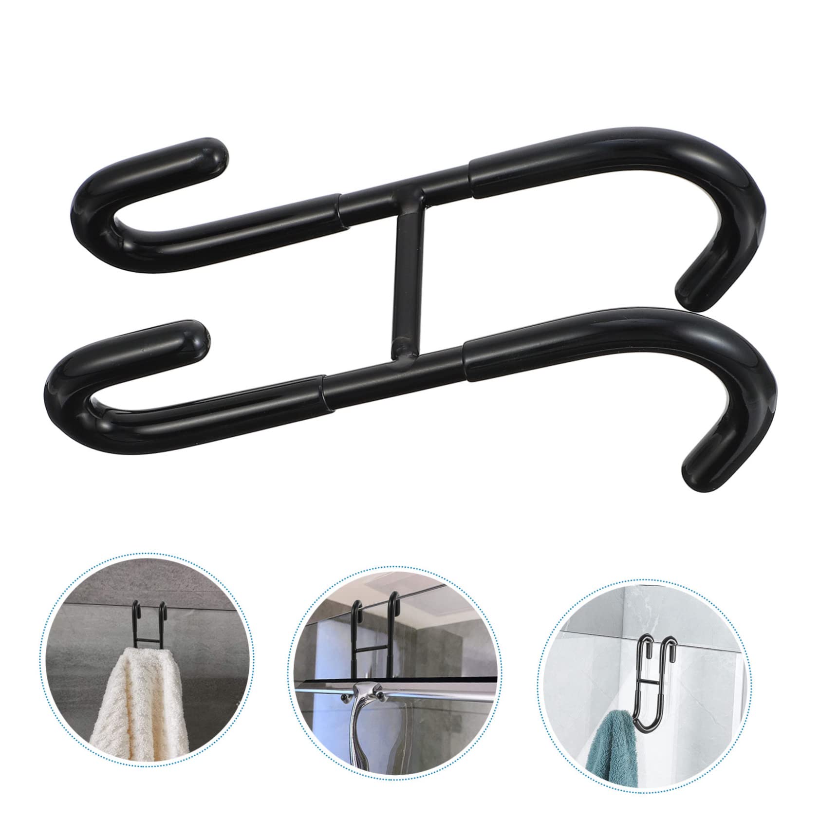 Cabilock Ganchos de Puerta de Acero Inoxidable Negro, 3 Piezas, sin Perforaciones, Diseño para Colgar Toallas y Ropa, Ahorro de Espacio, Baño y Cocina