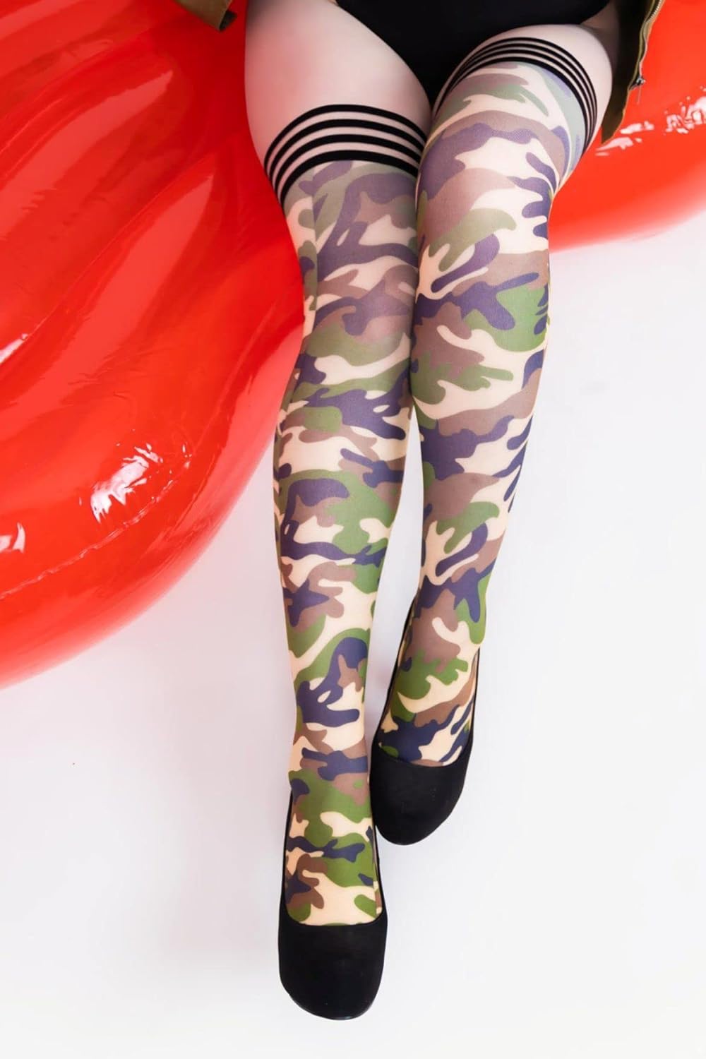 Alex: Camo Thigh-Highs. Petite to Plus Size.