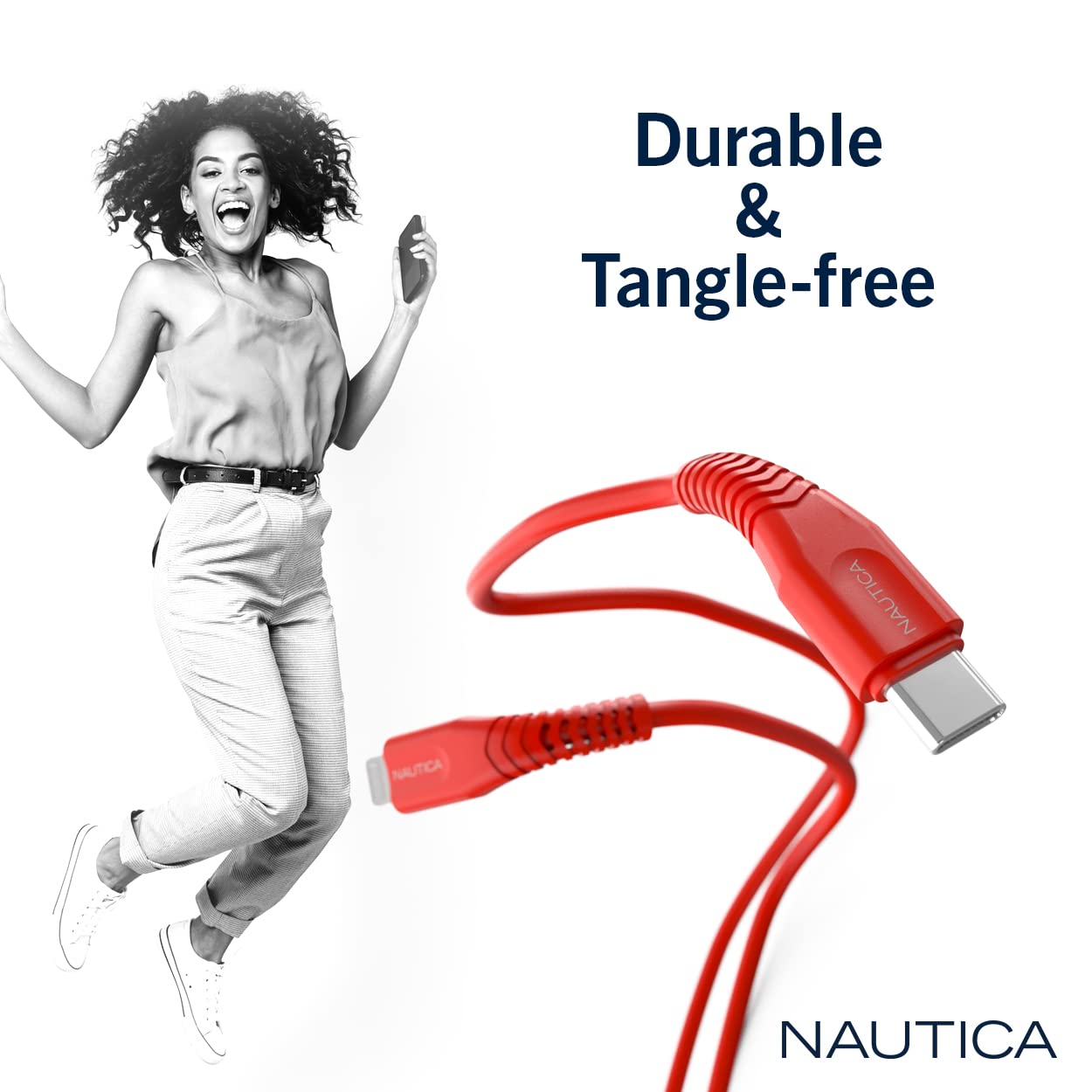 Nautica C100 USB-C to Lightning PD 18W Hızlı Şarj ve Data Kablosu 1.2 Metre Kırmızı