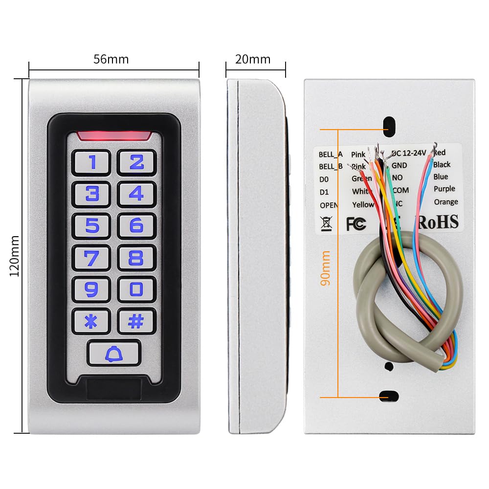 Metallo IP68 RFID Controllatore di Accesso Impermeabile Tastiera di Controllo di Accesso 125KHz Password Sistema di Apertura Porta, Lettore WG26, con Portachiavi RFID 10PCS