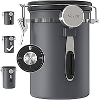 Vista 12 de Veken - Recipiente hermético para café de acero inoxidable, contenedor de almacenamiento de alimentos para la cocina con registro de fecha y cuchara