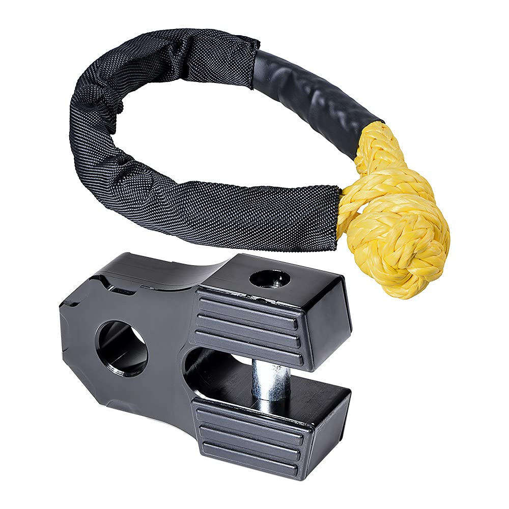 Astra Depot Winch Accessory Black Winch Shackle Mount Flat Towing Hook with Iron Pin & Rubber Guard-30,000 lbs & 1/2