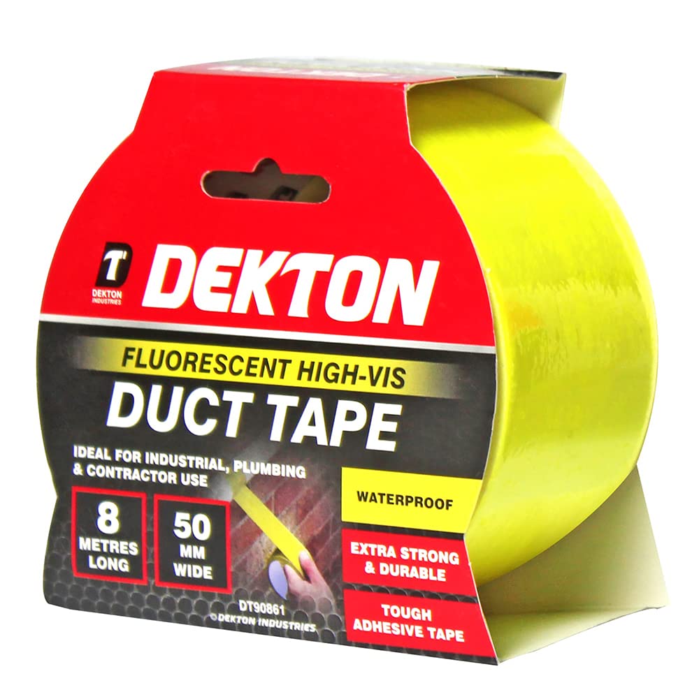 DEKTON DT90861 Fluorescent Yellow 50 mm X 8 m High Vis Cloth Duct Tape - Image 2