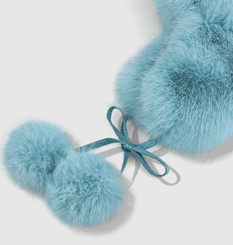 2025 Women's Furry Trapper Hat Faux Fur Ushanka Hat Winter Warm Ear Protection Hat Outdoor Ski Hat with Pom Poms