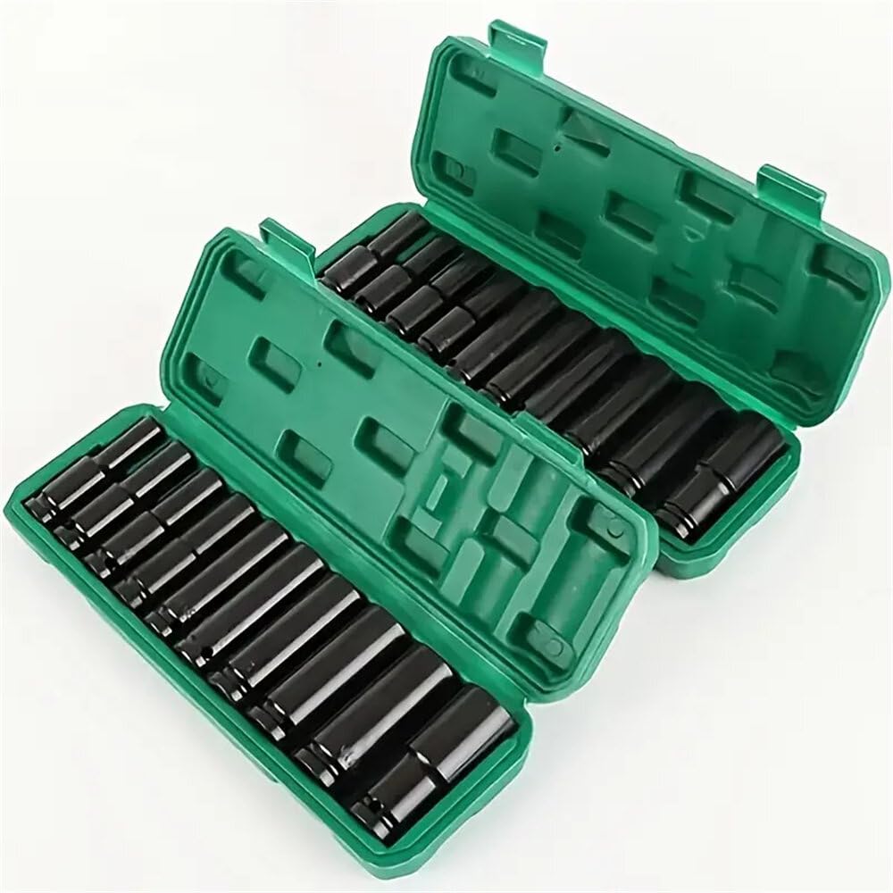 VIDOO 10szt Stal Węglowa 1/2 Cala Elektryczny Adapter Nasadek Zestaw 8-24mm Polerowane do Kluczy Udarowych Wysoka Trwałość