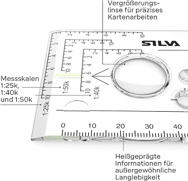 Expedition 4 - Scale 1:25k 1:40k 1:50k mm & inches - Navigation Compass for Advanced Users and Rescue Professionals - Rotatable Compass housing - Compass Hiking