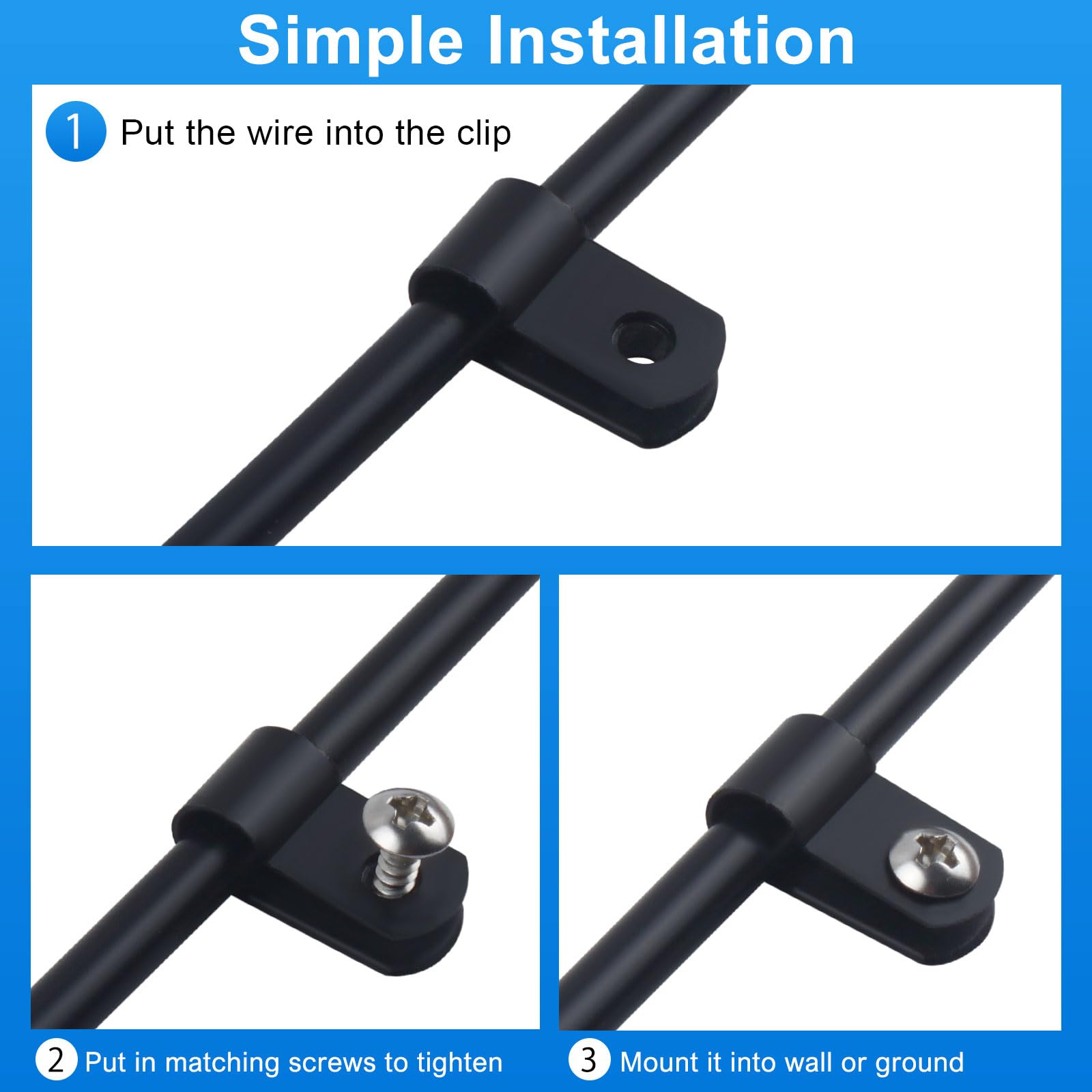 VIPMOON 100Pcs 5/16 Inch R-Type Cable Clamps, Nylon Plastic Cable Clips with Screws, Mounting Cord Fasteners for Electrical Wire Clamps Management, Black — Amazon image 5