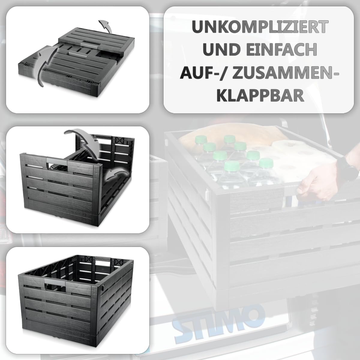 4X Premium Klappbox 60L Aufbewahrungsbox 60x40x28cm Transportbox bis 30kg faltbar klappbar stapelbar