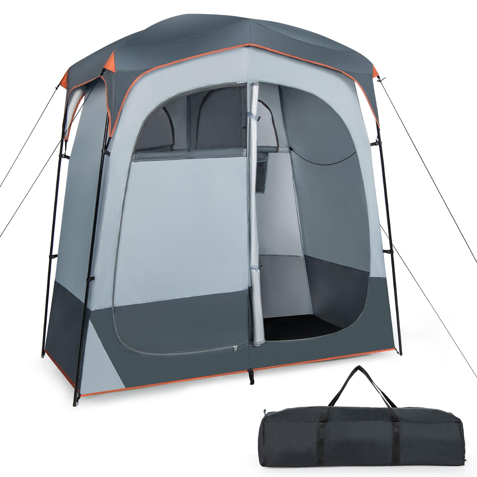 GYMAX Pop Up Duschzelt, Privatsphäre, Toilettenzelte mit Tragetasche, Umkleidezelt für 2 Personen, 210 x 107 x 210 cm