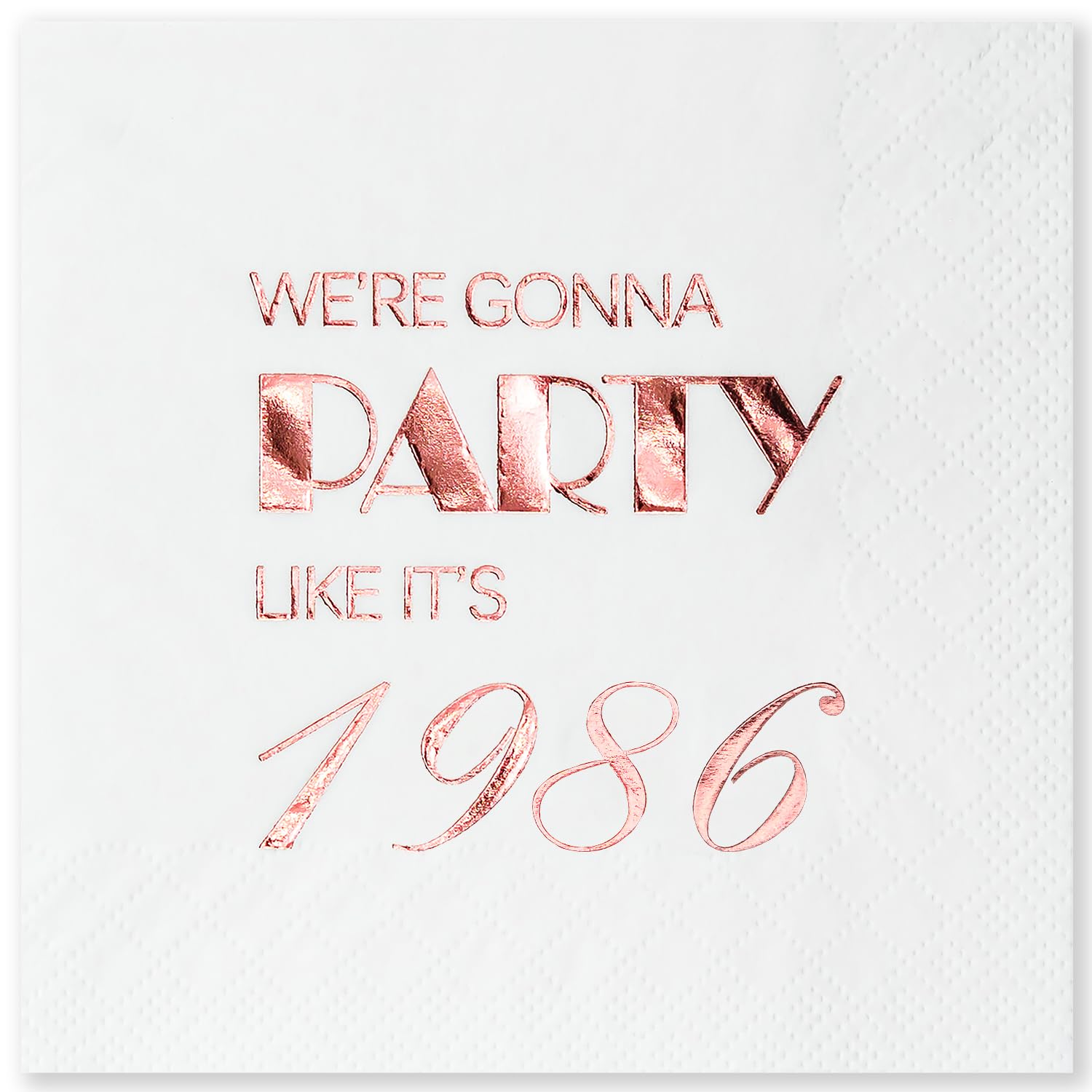 40th Birthday Cocktail Napkins Rose Gold for Women 40th Birthday Party Decorations for Cake Dessert Berverage Table, 40th Birthday Party Supplies,50 Pcs Disposable Napkins, 3-Ply