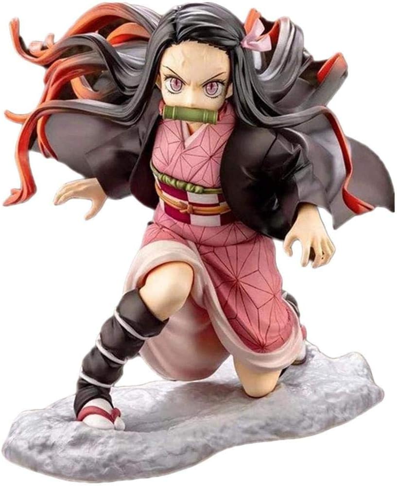 Stecto 5.9 Inch Demon Slayer Kimetsu No Yaiba Action Figure, Handmade Kamado Nezuko Figure Statue, Japanese Anime Collection Figurine Doll PVC Toys Desktop Ornaments Gifts for Anime Fans