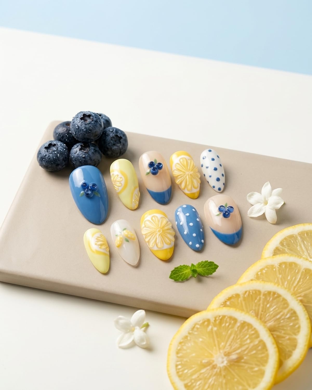 Lemon Berry Sorbet Press-On Nails | Pastel Yellow & Pink Fruity Design | Glossy Finish | Lightweight & Long Lasting | Easy DIY Nail Kit | Perfect for Summer, Vacations & Everyday Style-image-43