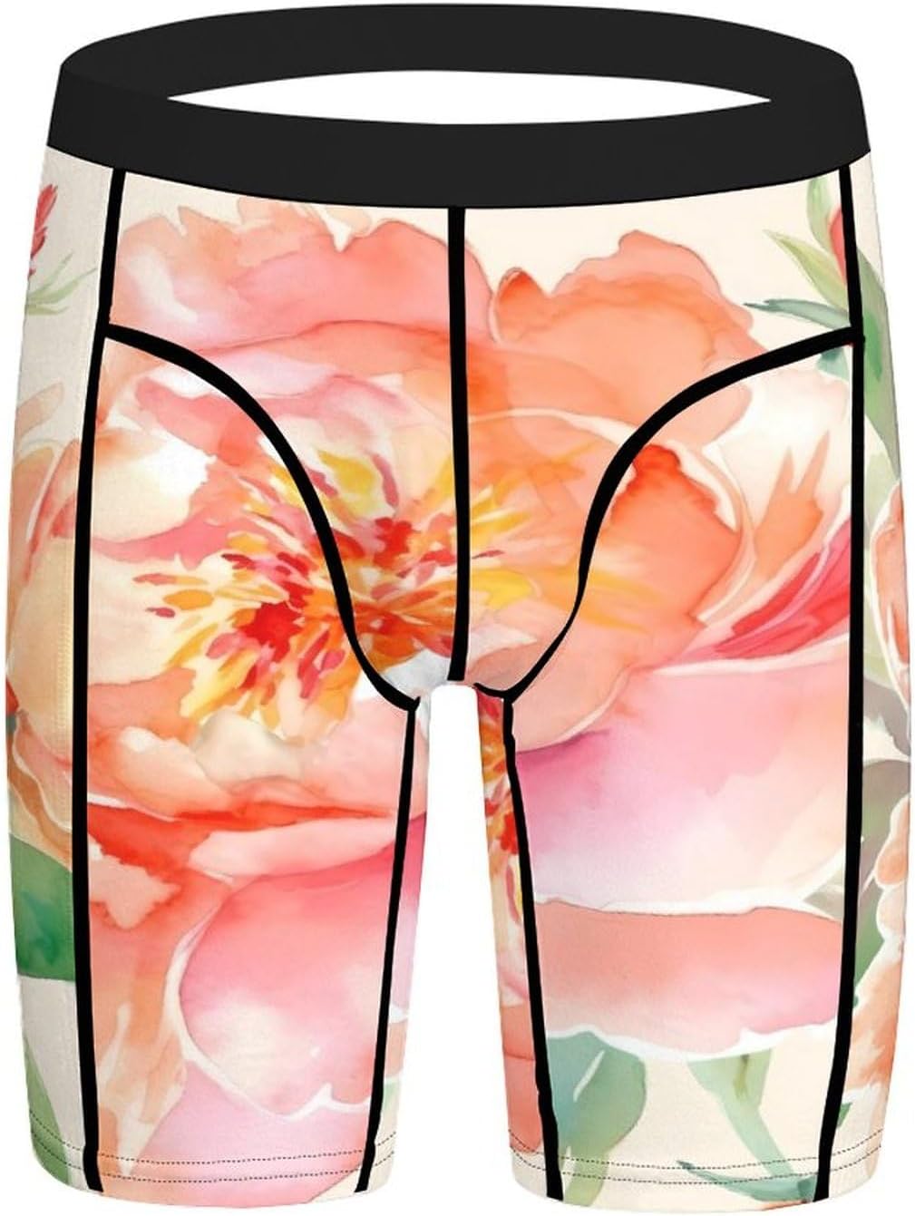 Peach Peony Compression Shorts Men Spandex Sport Shorts Workout Performance Baselayer Underwear