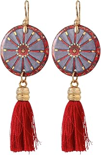 Ceramic earrings - A ROTA RO CARRETTO - Pendant earrings for women, Porcelain jewelry, gold-plated silver, Made in Italy, Bijoux, Craftsmanship, Handmade. Made in Sicily