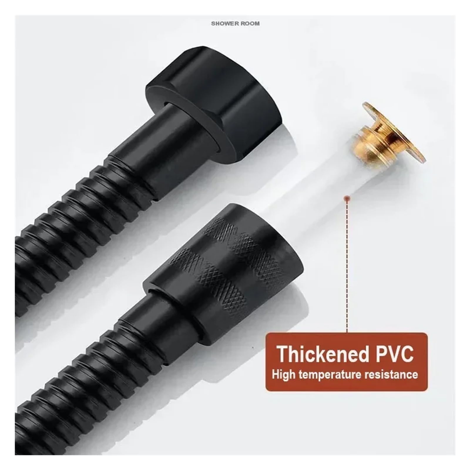 Manguera de ducha flexible de 1,5 m de acero inoxidable SUS304 extensible para jardín, accesorios de baño, color negro y 1 unidad, diseño a prueba de fugas