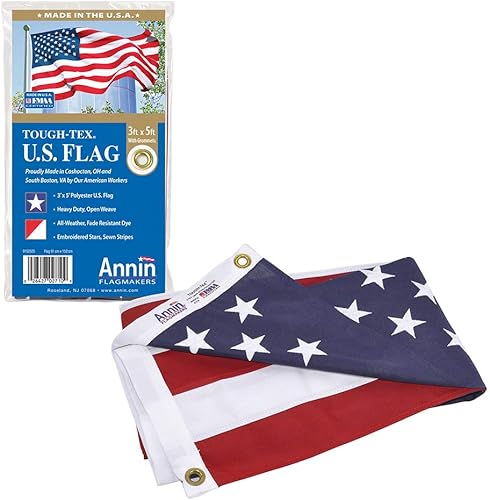 Annin tough-tex tela de poliéster bandera de reemplazo vientos 3 por 5 pies RojoBlancoAzul