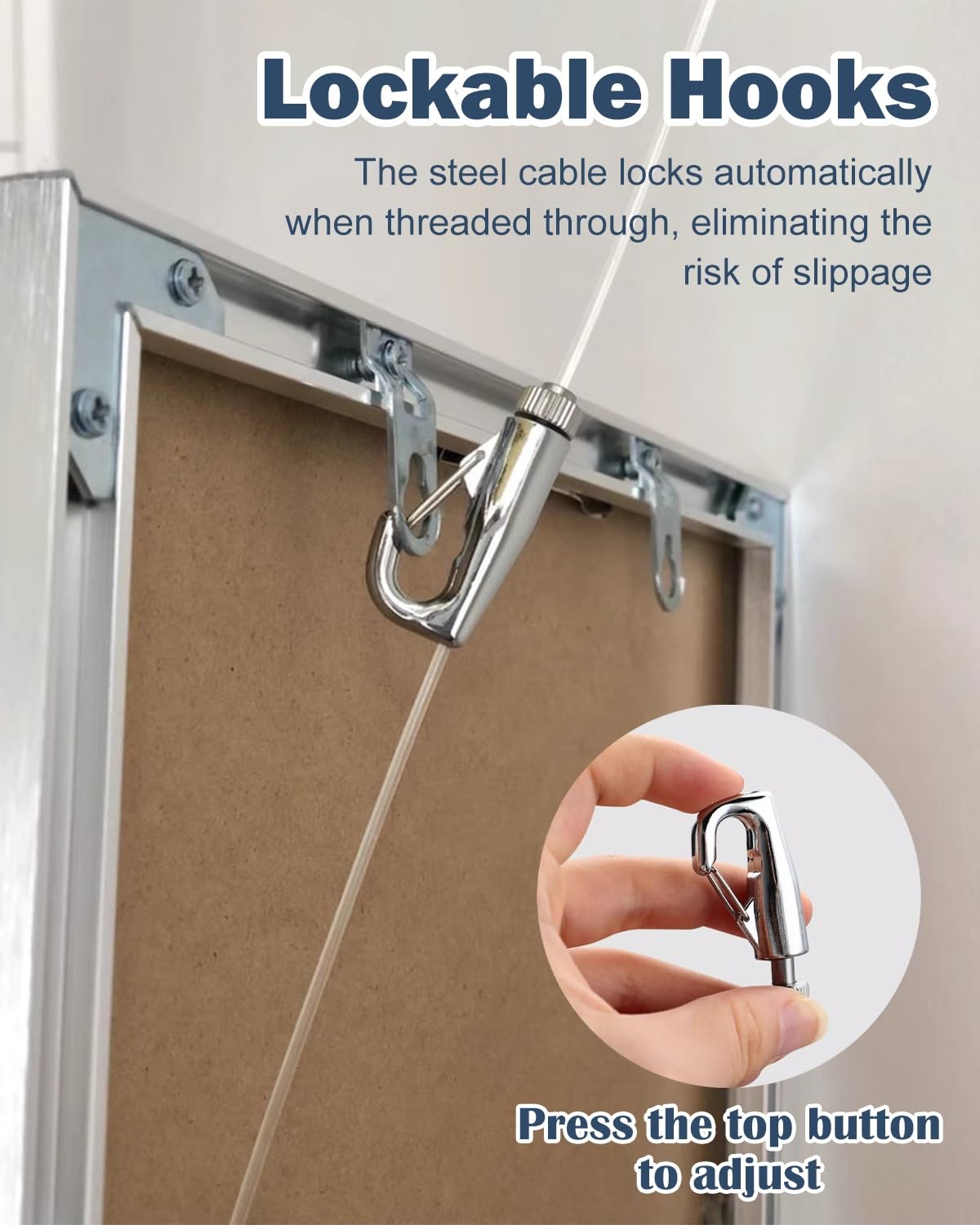 Cimaise pour Tableau Système de Fixation pour Cadres Photo Galerie, Kit D'accrochage pour Tableaux, Blanc pour Œuvres D'art De(2m/6.6' Cable,48"/122cm Track)