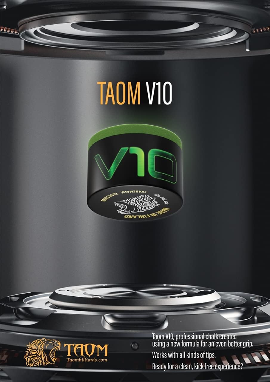 SPORTS PRESENTS LATEST TAOM V10 SNOOKER POOL CHALK, NEW GREEN,MADE IN FINLAND IN TAOM BOX