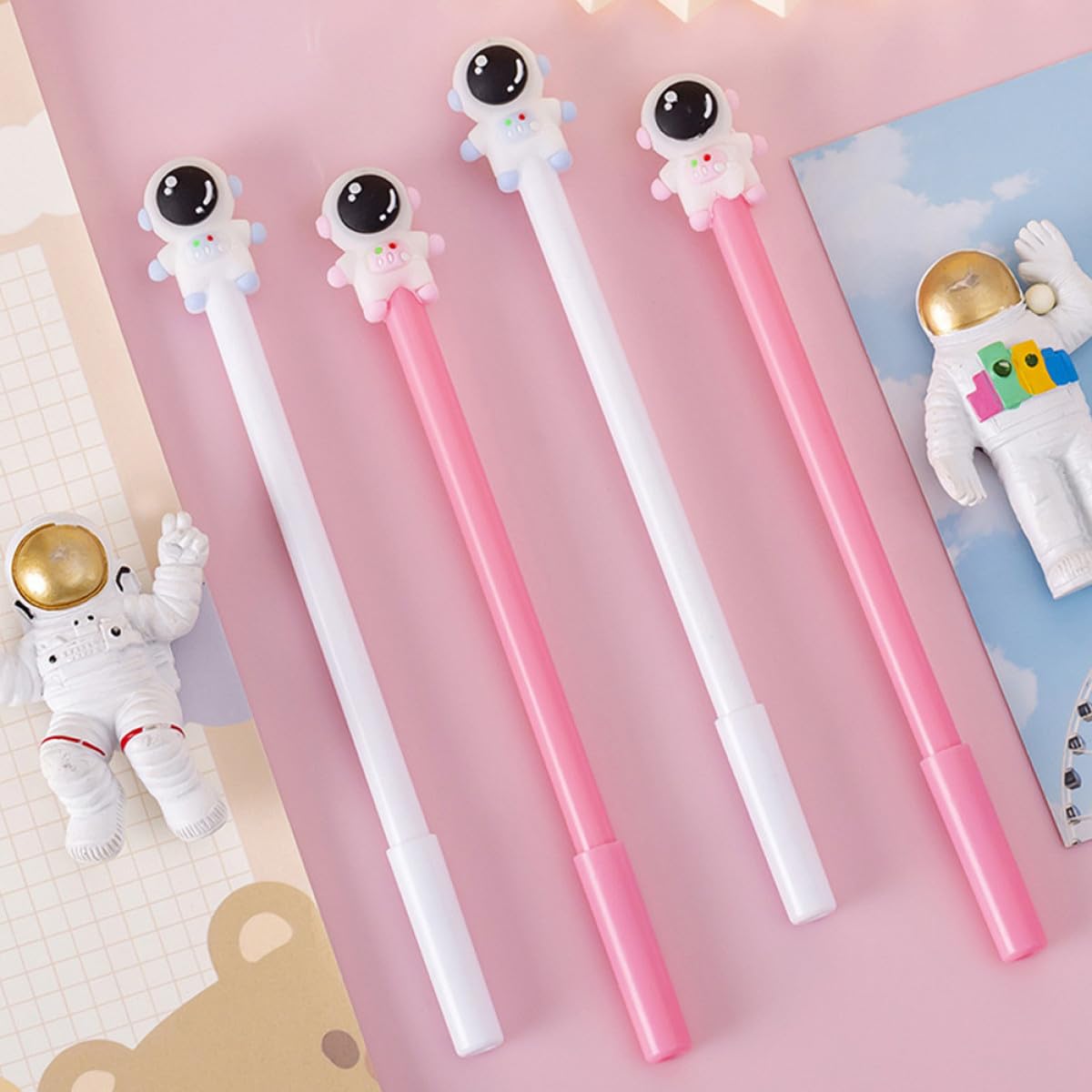 Set 20 Penne Gel Astronauta per Scuola e Ufficio Inchiostro Nero Non Cancellabile, Regalo per Studenti e Insegnanti