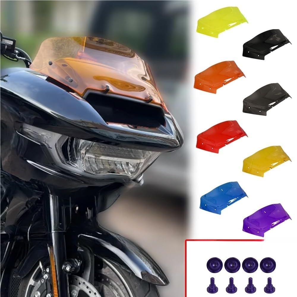 Windschild Motorradzubehör 9" Wave Windschutzscheibe Bunte Windschutzscheibenschrauben für Touring CVO 121 117 für Road Glide ST FLTRXSE
