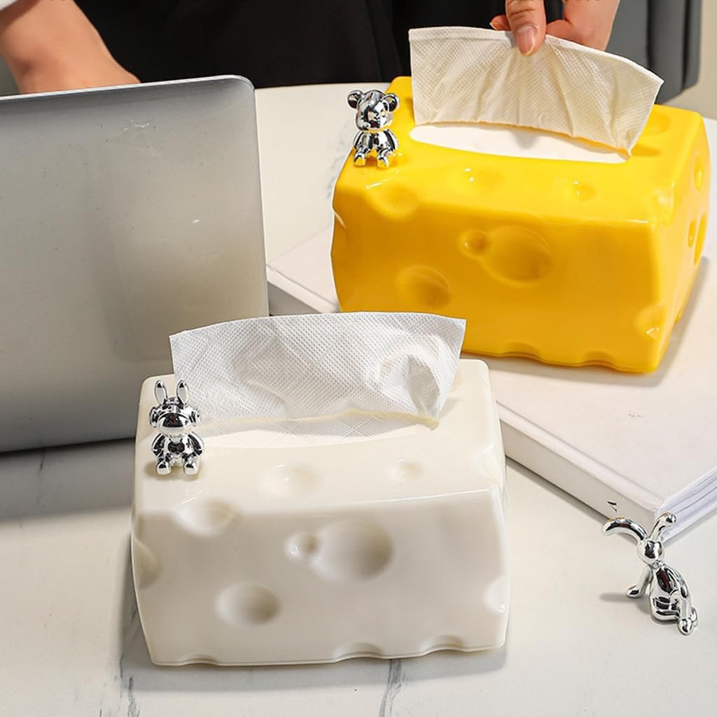 Whimsical Cheese Shaped Plastic Tissue Box Holder For Kitchen Dining Room Decoration