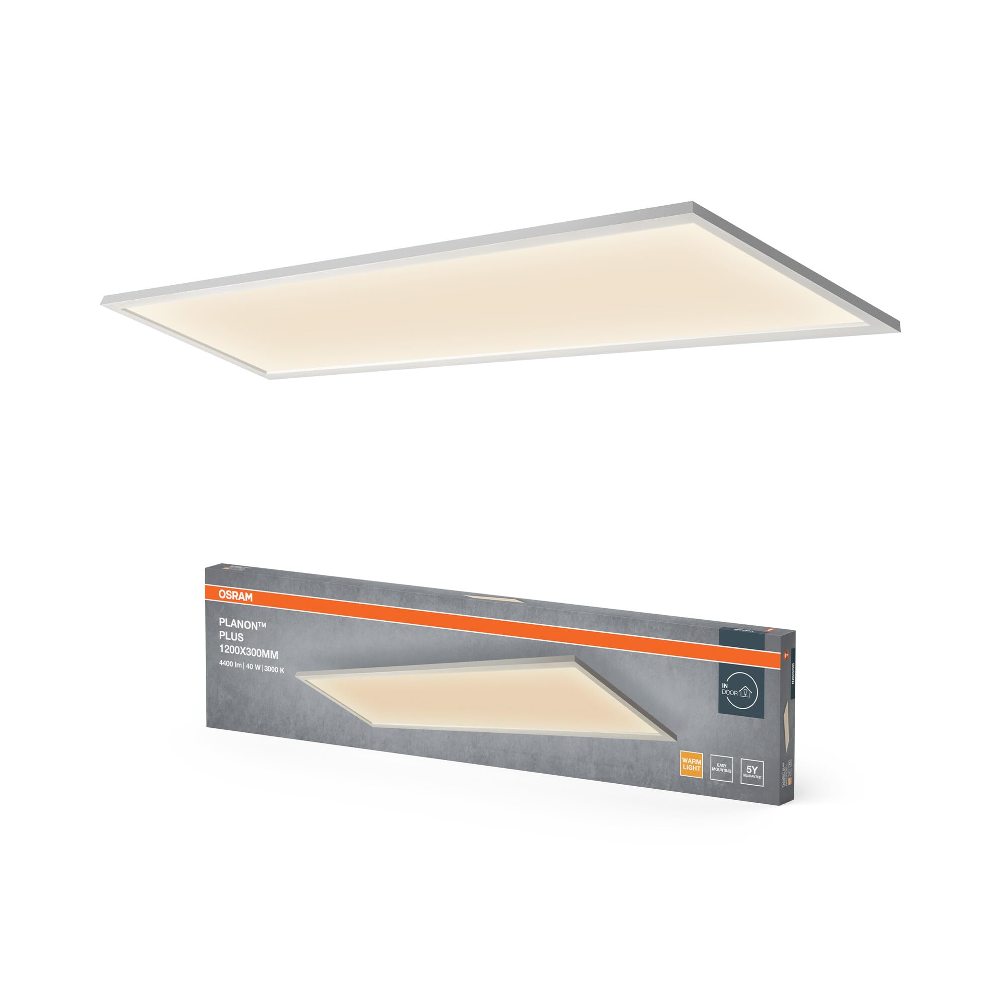 Osram Planon Plus Deckenleuchte, 36W, 1200x300mm, 3000K | Planon Plus, Indoor Wall Lighting, Weiß, 25000 h, 1-Pack