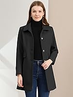 Vista 2 de Allegra K Abrigo de invierno largo con cuello Peter Pan para mujer, con un solo pecho