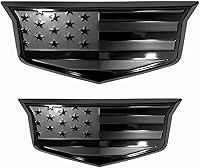 Vista 11 de Juego de emblemas de rejilla superpuesta de aluminio con bandera negra estadounidense para parrilla delantera y portón trasero para Escalade Negro