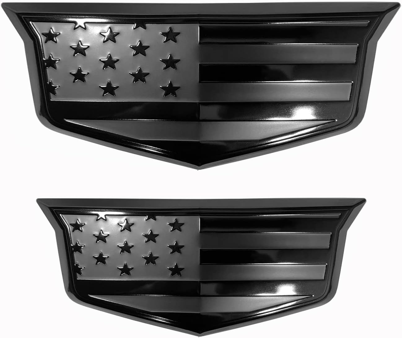 eVerHITCH American Black Flag Aluminum Overlay Grill Front Taigate Emblems Set for Escalade 2015-2020
