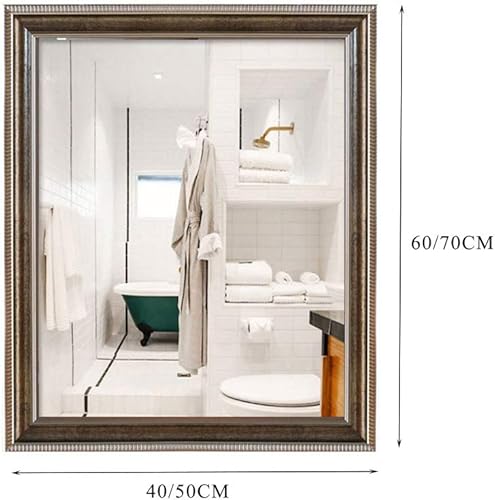 Miniatura 4 de Espejo retro, montado en la pared, con marco de plata (15.0 x 23.6in), espejo rectangular para baño, para colgar en vertical u horizontal para