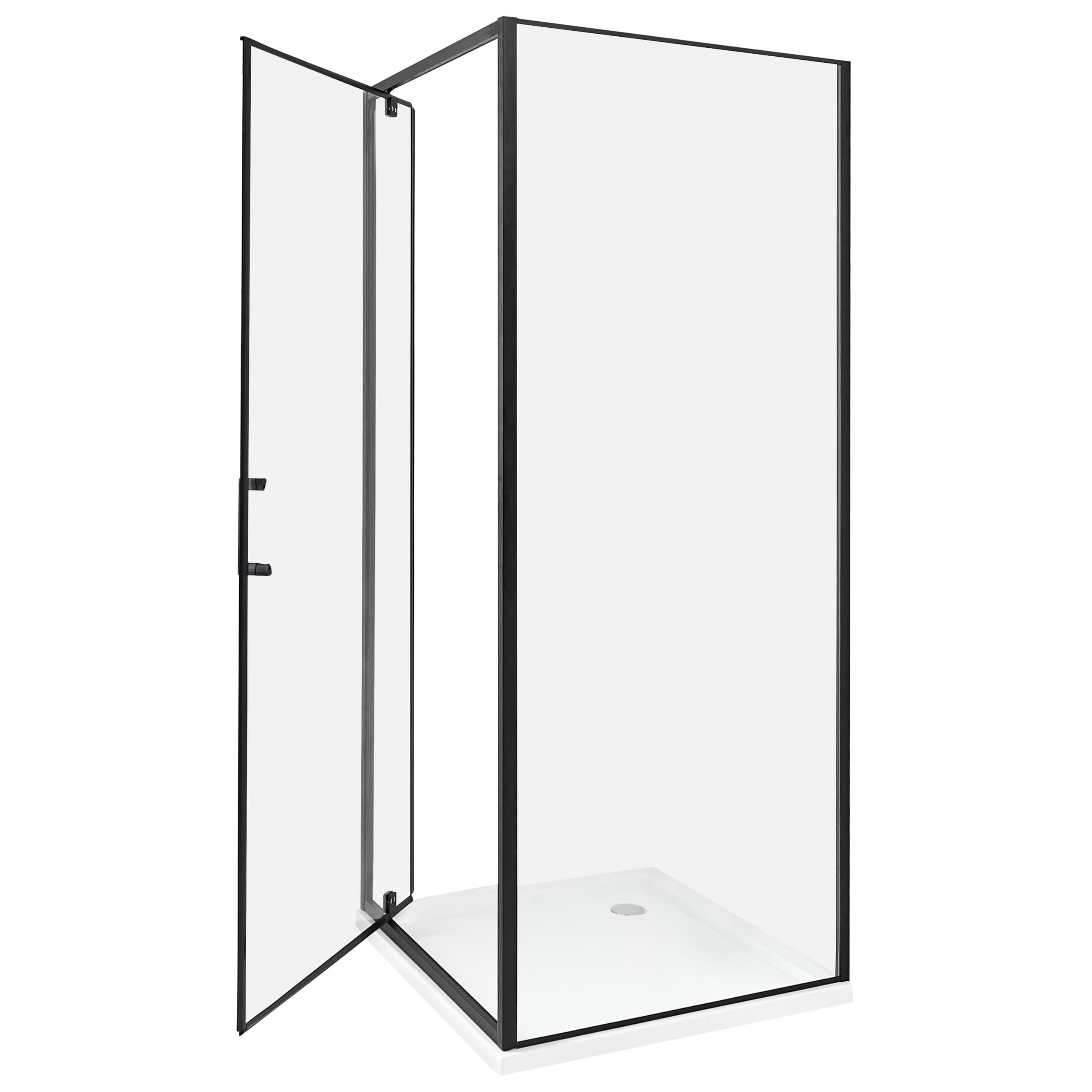 Cabina de ducha cuadrada de vidrio templado una puerta negro 70 x 70 x 185 cm Darli
