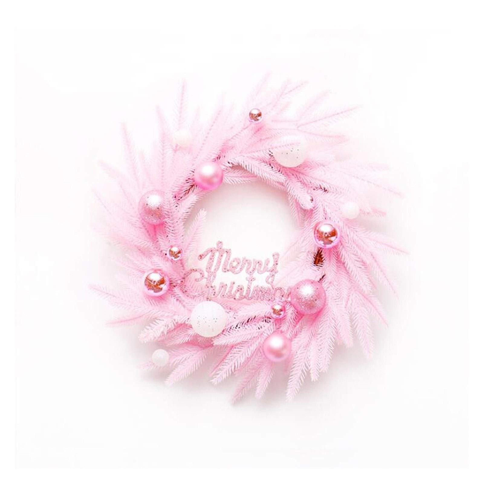 Guirlande de Noël rose de 45cm pour une décoration de porte d'entrée accueillante et festive