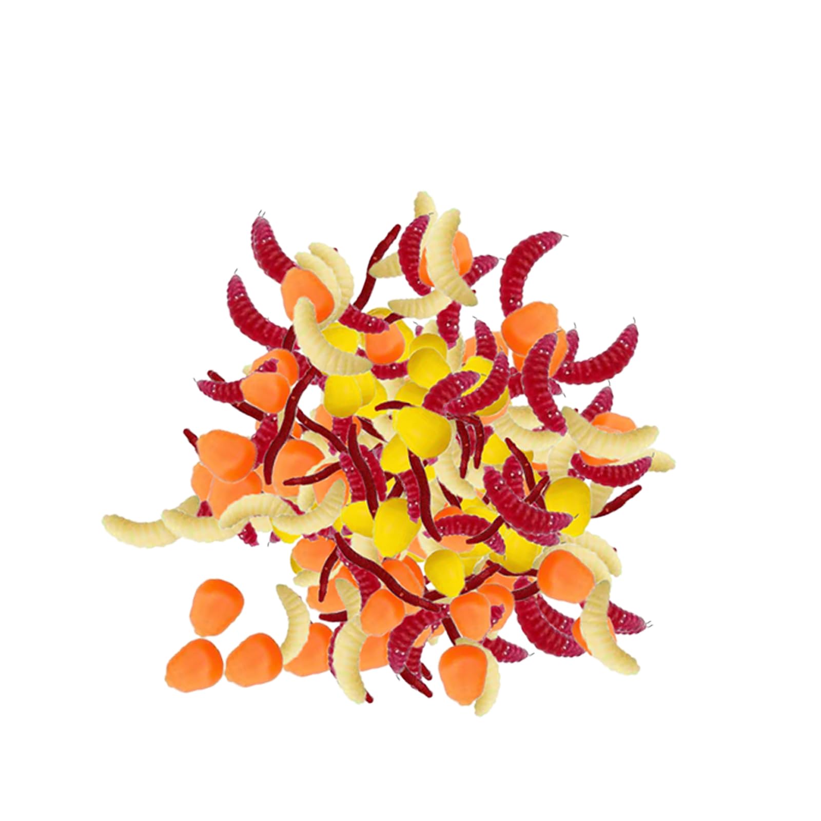 100pcs Peces de Gusanos de Cebo Artificial,Gusanos de plástico Blandos Señuelo de Pesca de Gusanos Señuelo de Pesca de Gusanos para Agua Salada y Agua Dulce,señuelo de Pesca de plástico
