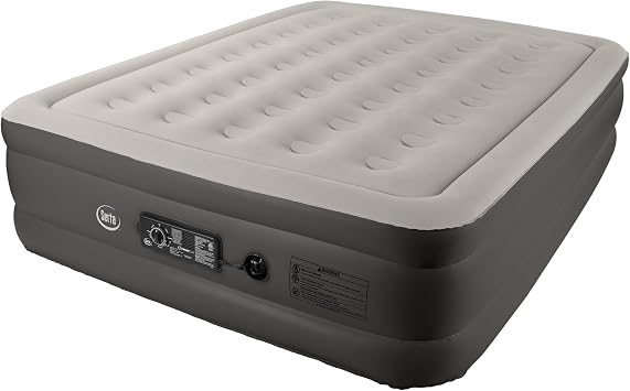 Serta Raised Air Mattress with Never Flat Pump | Luxury Inflatable Mattress with Built in Air Pump to Ensure a Good Nights Rest | Heavy Duty Blow Up Mattress with Self Inflating Pump