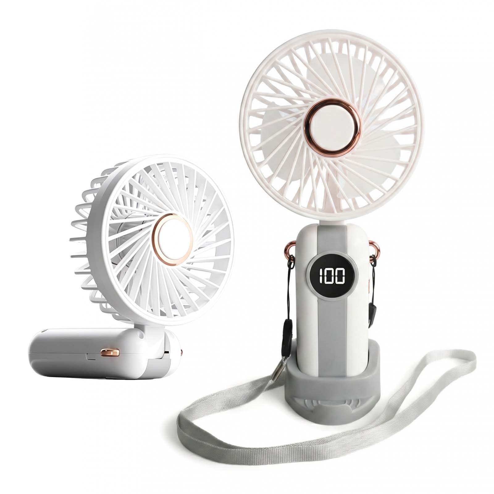 Merzio Handheld Fan Rechargeable, 1200mAh Portable Fan with LED Display, 5 Speeds Small Hand Fan, USB Desk Fan for Travel, Holiday Essentials, Office, Outdoor