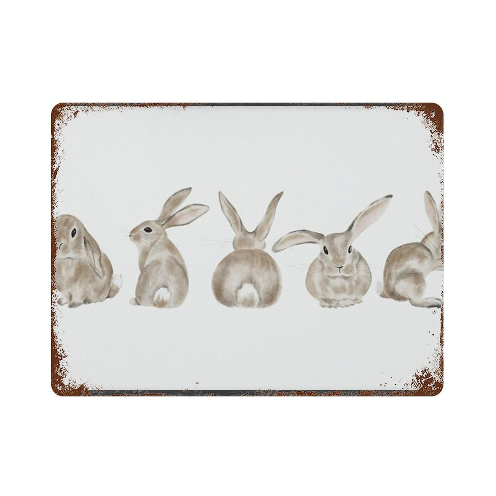 xiaoxiaoshen Watercolor Bunnies Wall Art, Neutral Baby Rabbit Nursery Wall Decor Art Metal Tin Poster Modern Home Decor Art Home Bar Shop Decorations Vintage Sign 30x40cm