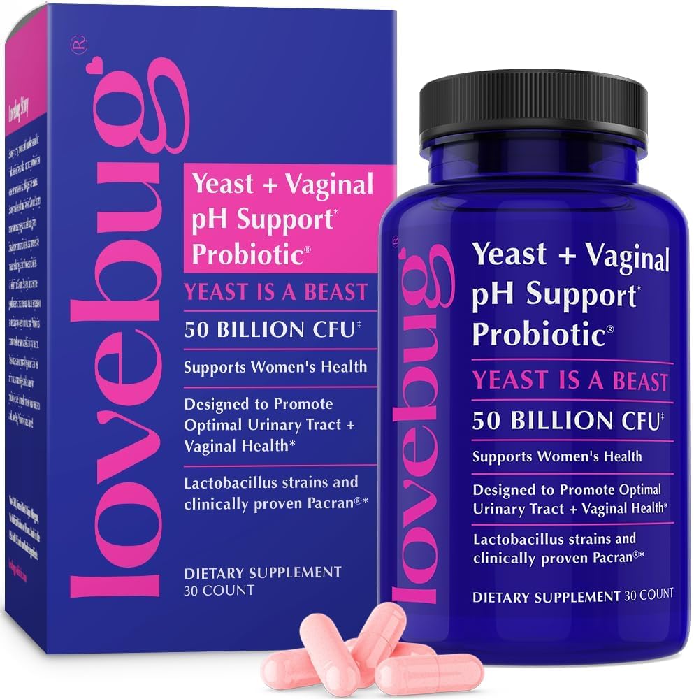 LOVEBUG Probiotics for Women with Pancran – Multi-Strain Probiotic Supporting UTI, BV, Odor & PH Balance - Vaginal Probiotics for Womens Intimate Flora & Digestive Health - 30 Capsules