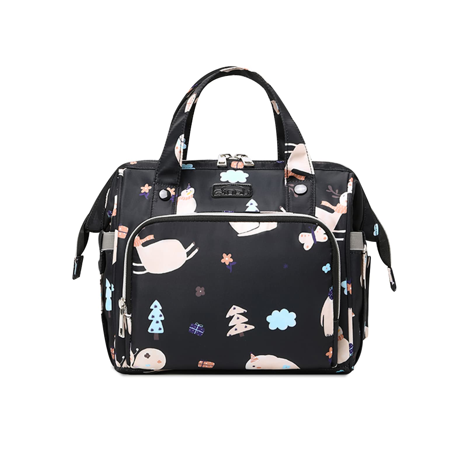 Sonarin Unisex Infant Black Multifunctional Baby Changing Tote Backpack, Stylish Lightweight Waterproof Diaper Nappy Changing Shoulder Portable Travel Mummy Bag For Mom & Dad (Black)