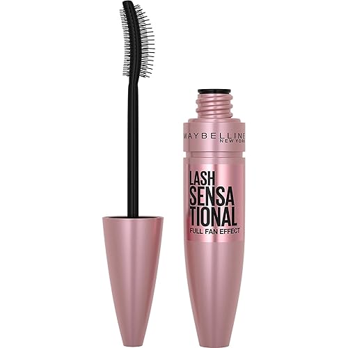Maybelline New York Lash Sensational Washable Mascara, Blackest Black, (Packaging May Vary) 0.32 Fl Oz (Pack of 1) , K1714600 - Blackest Black - MASCARA