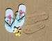 Just Married Flip Flops (Size 9/10) Stamp / Imprint on Beach Sand Wedding Honeymoon Slippers